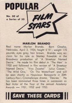 1955 Cereal Foods Popular Film Stars (Australian) - Crispies Vita-Brits Kornies #30 Marlon Brando Back