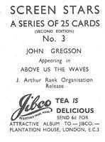 1956 Jibco Tea Screen Stars (Second Edition) #3 John Gregson Back