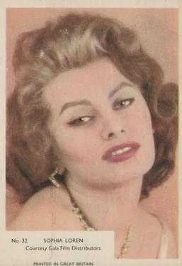 1958 Kane Products Film Stars #32 Sophia Loren Front