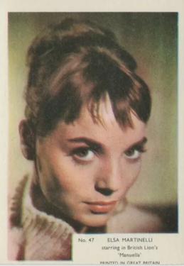 1958 Kane Products Film Stars #47 Elsa Martinelli Front
