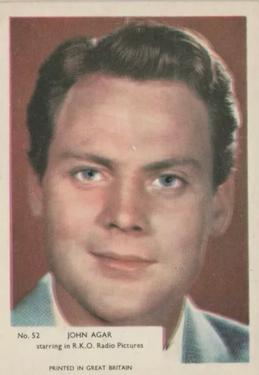 1958 Kane Products Film Stars #52 John Agar Front