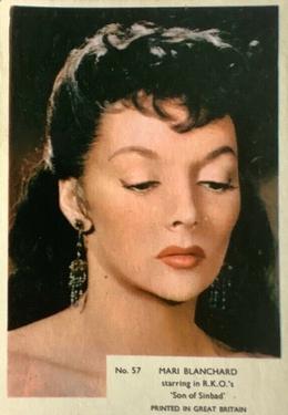 1958 Kane Products Film Stars #57 Mari Blanchard Front