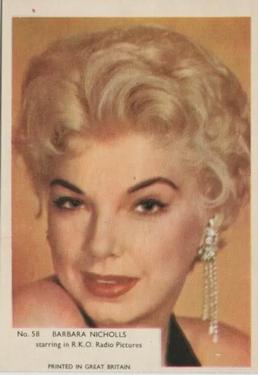 1958 Kane Products Film Stars #58 Barbara Nichols Front
