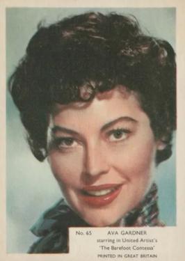1958 Kane Products Film Stars #65 Ava Gardner Front
