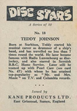 1959 Kane Products Disc Stars #18 Teddy Johnson Back