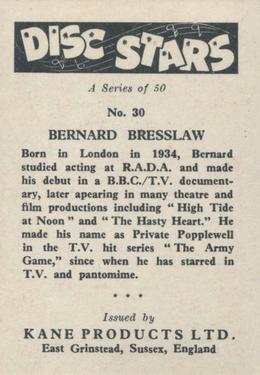 1959 Kane Products Disc Stars #30 Bernard Bresslaw Back