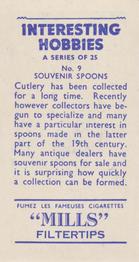 1959 Mills Interesting Hobbies #9 Souvenir Spoons Back