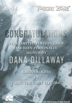 2020 Rittenhouse Twilight Zone Archives - Autographs Inscriptions #AI-14 Dana Dillaway Back