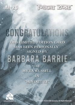 2020 Rittenhouse Twilight Zone Archives - Autographs Inscriptions #AI-20 Barbara Barrie Back