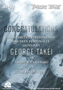 2020 Rittenhouse Twilight Zone Archives - Autographs Inscriptions #AI-21 George Takei Back