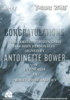 2020 Rittenhouse Twilight Zone Archives - Autographs Inscriptions #AI-22 Antoinette Bower Back