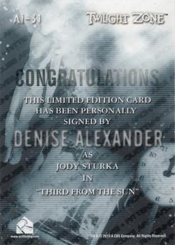 2020 Rittenhouse Twilight Zone Archives - Autographs Inscriptions #AI-31 Denise Alexander Back