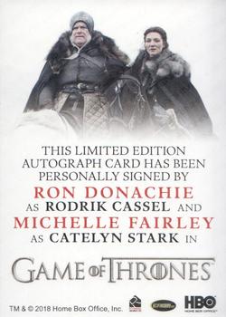 2020 Rittenhouse Game of Thrones The Complete Series - Autographs Dual #NNO Michelle Fairley / Ron Donachie Back