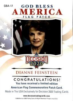 2020 Decision 2020 - God Bless America Flag Patch #GBA17 Dianne Feinstein Back