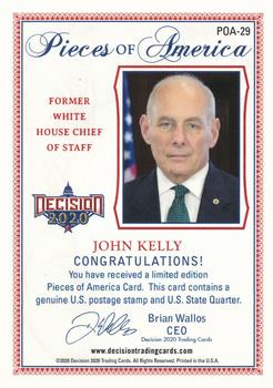2020 Decision 2020 - Pieces of America Quarter/Stamp Relics #POA29 John Kelly Back