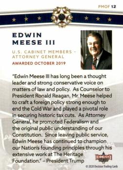 2020 Decision 2020 - Presidential Medal of Freedom #PMOF-12 Edwin Meese Back