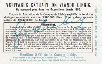 1907 Liebig Automobiles (French Text) (F880, S881) #NNO Automobile a ailes (1460) Back