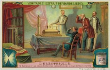 1907 Liebig L'Electricite (Electricity) (French Text) (F889, S889) #6 Nikolas Tesla Front