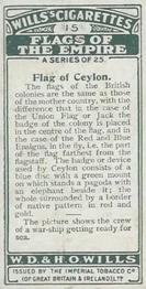 1926 Wills's Flags of the Empire (First Series) #15 Ceylon Back