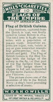 1929 Wills's Flags of the Empire (Second Series) #10 British Guiana Back