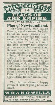 1929 Wills's Flags of the Empire (Second Series) #14 Newfoundland Back