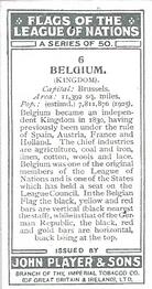 1928 Player's Flags of the League of Nations #6 Belgium Back