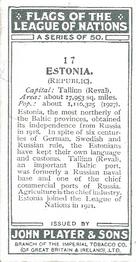 1928 Player's Flags of the League of Nations #17 Estonia Back