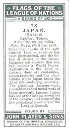 1928 Player's Flags of the League of Nations #28 Japan Back