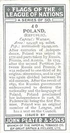 1928 Player's Flags of the League of Nations #40 Poland Back