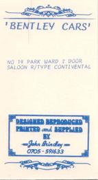 1993 Brindley Bentley Cars #19 Park Ward 2 Door Saloon R/Type Continental Back