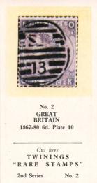 1960 Twinings Tea Rare Stamps (2nd Series) #2 1867-80 6d. Plate 10,                        Great Britain Front