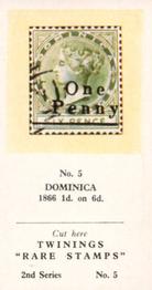 1960 Twinings Tea Rare Stamps (2nd Series) #5 1866 1d. on 6d.,                             Dominica Front