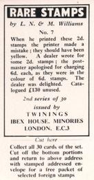 1960 Twinings Tea Rare Stamps (2nd Series) #7 1879 2d. mauve, error,                       Western Australia Back