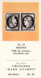 1960 Twinings Tea Rare Stamps (2nd Series) #10 1849 20 centimes, tête-bêche pair,           France Front