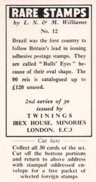 1960 Twinings Tea Rare Stamps (2nd Series) #12 1843 60 reis,                                Brazil Back
