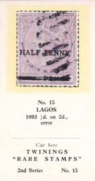 1960 Twinings Tea Rare Stamps (2nd Series) #15 1893 1/2-d. on 2d., error,                   Lagos Front