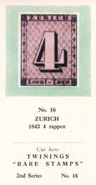 1960 Twinings Tea Rare Stamps (2nd Series) #16 1843 4 rappen,                               Zurich Front