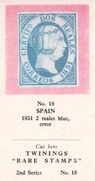 1960 Twinings Tea Rare Stamps (2nd Series) #18 1851 2 reales blue, error,                   Spain Front