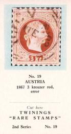 1960 Twinings Tea Rare Stamps (2nd Series) #19 1867 3 kreuzer red, error,                   Austria Front
