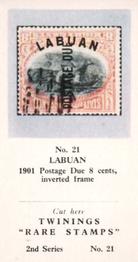 1960 Twinings Tea Rare Stamps (2nd Series) #21 1901 Postage Due 8 cents, inverted frame,    Labuan Front