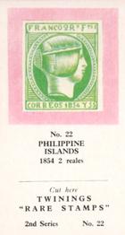 1960 Twinings Tea Rare Stamps (2nd Series) #22 1854 2 reales,                               Philippine Islands Front