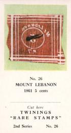 1960 Twinings Tea Rare Stamps (2nd Series) #26 1861 5 cents,                                Mount Lebanon Front