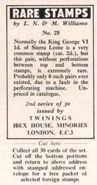 1960 Twinings Tea Rare Stamps (2nd Series) #29 1938 1d., imperf between,                    Sierra Leone Back