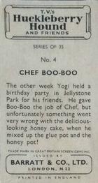 1961 Barratt Huckleberry Hound and Friends #4 Chef Boo-Boo Back