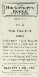1961 Barratt Huckleberry Hound and Friends #22 You Tell Him, Dixie Back