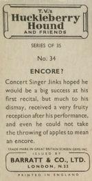 1961 Barratt Huckleberry Hound and Friends #34 Encore? Back