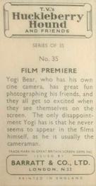 1961 Barratt Huckleberry Hound and Friends #35 Film Premiere Back