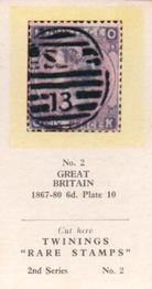 1960 Twinings Tea Rare Stamps (2nd Series) (Red Overprint) #2 1867-80 6d. Plate 10                        Great Britain Front