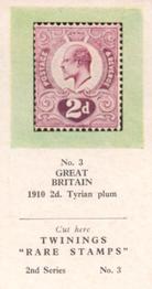 1960 Twinings Tea Rare Stamps (2nd Series) (Red Overprint) #3 1910 2d. Tyrian plum                        Great Britain Front