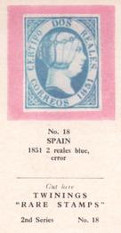 1960 Twinings Tea Rare Stamps (2nd Series) (Red Overprint) #18 1851 2 reales blue, error                   Spain Front